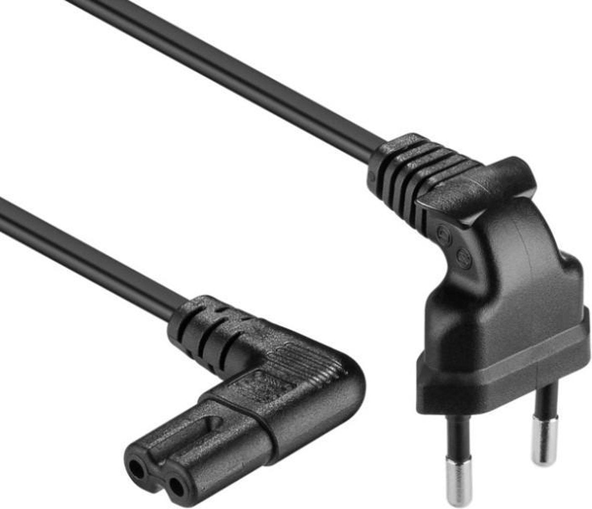 Euro netsnoer C7 stroomkabel haaks links/rechts 0