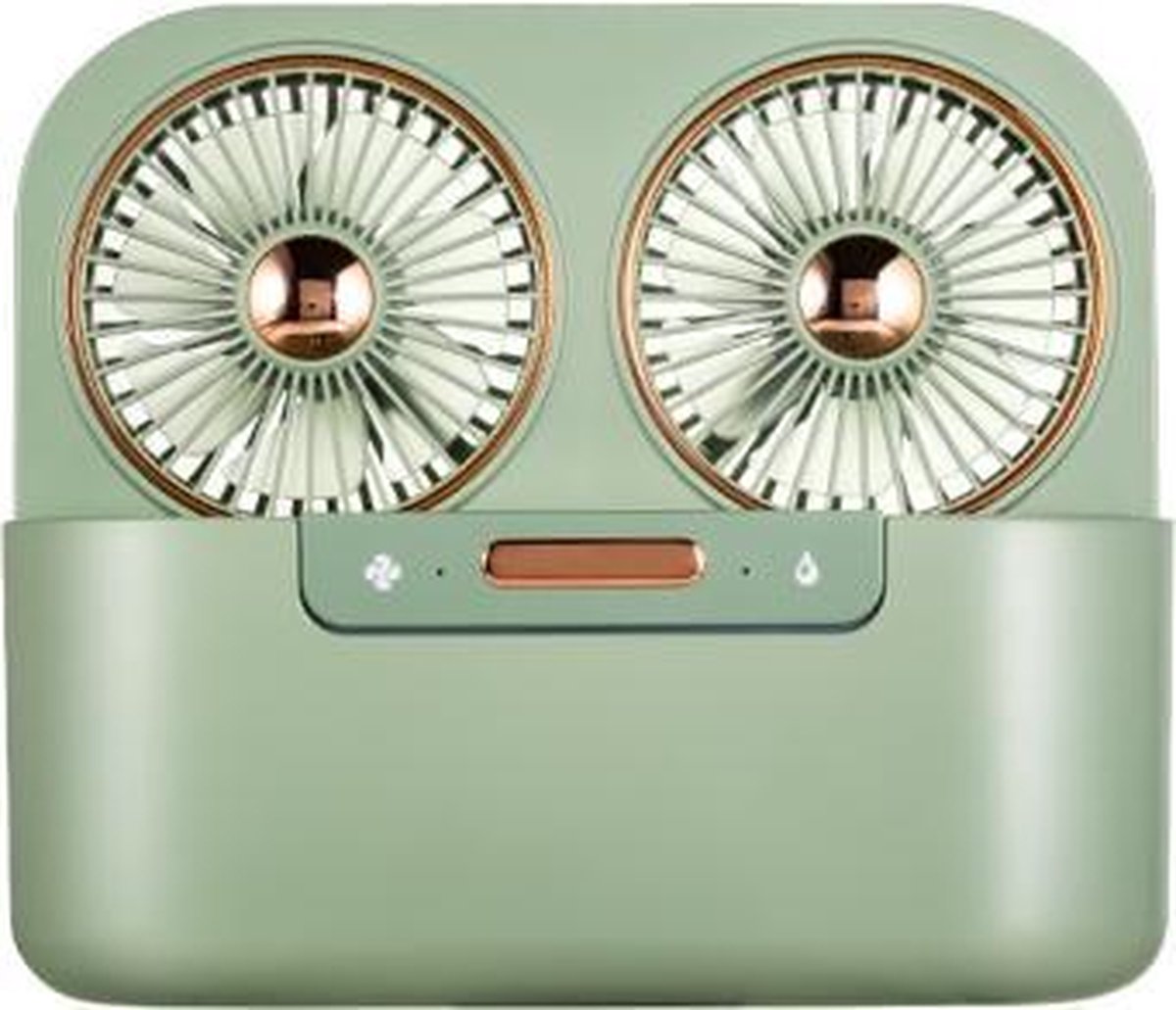 Dubbele sproeiventilator Retro Big Wind Home Office Desktop-luchtbevochtigingsventilator (groen)