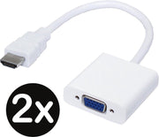 HDMI naar VGA Adapter Kabel Converter 1080p Full HD - Wit - 2 PACK