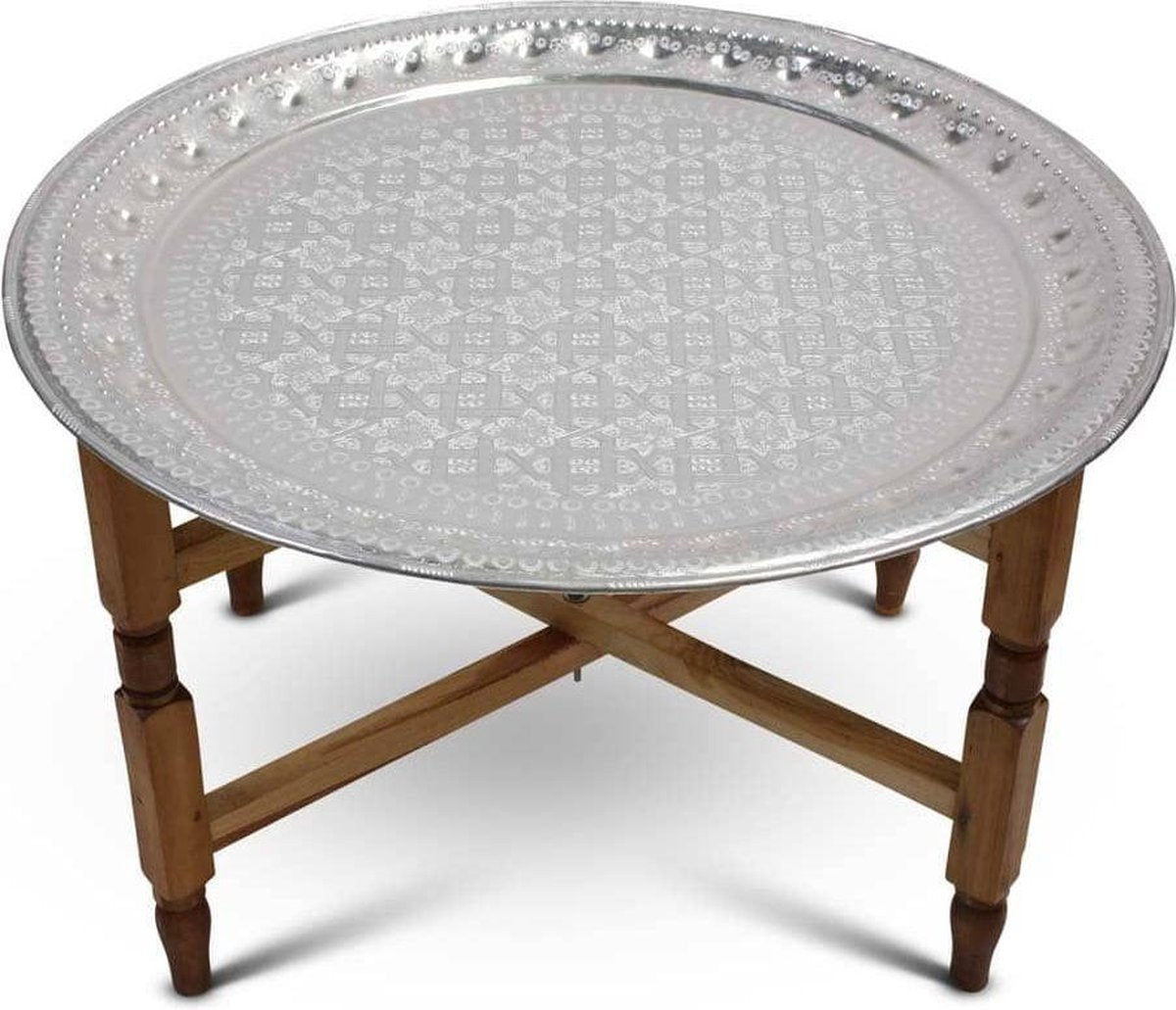 Dienblad Zilver Houten Onderstel Ø 80 x 50cm Monoi