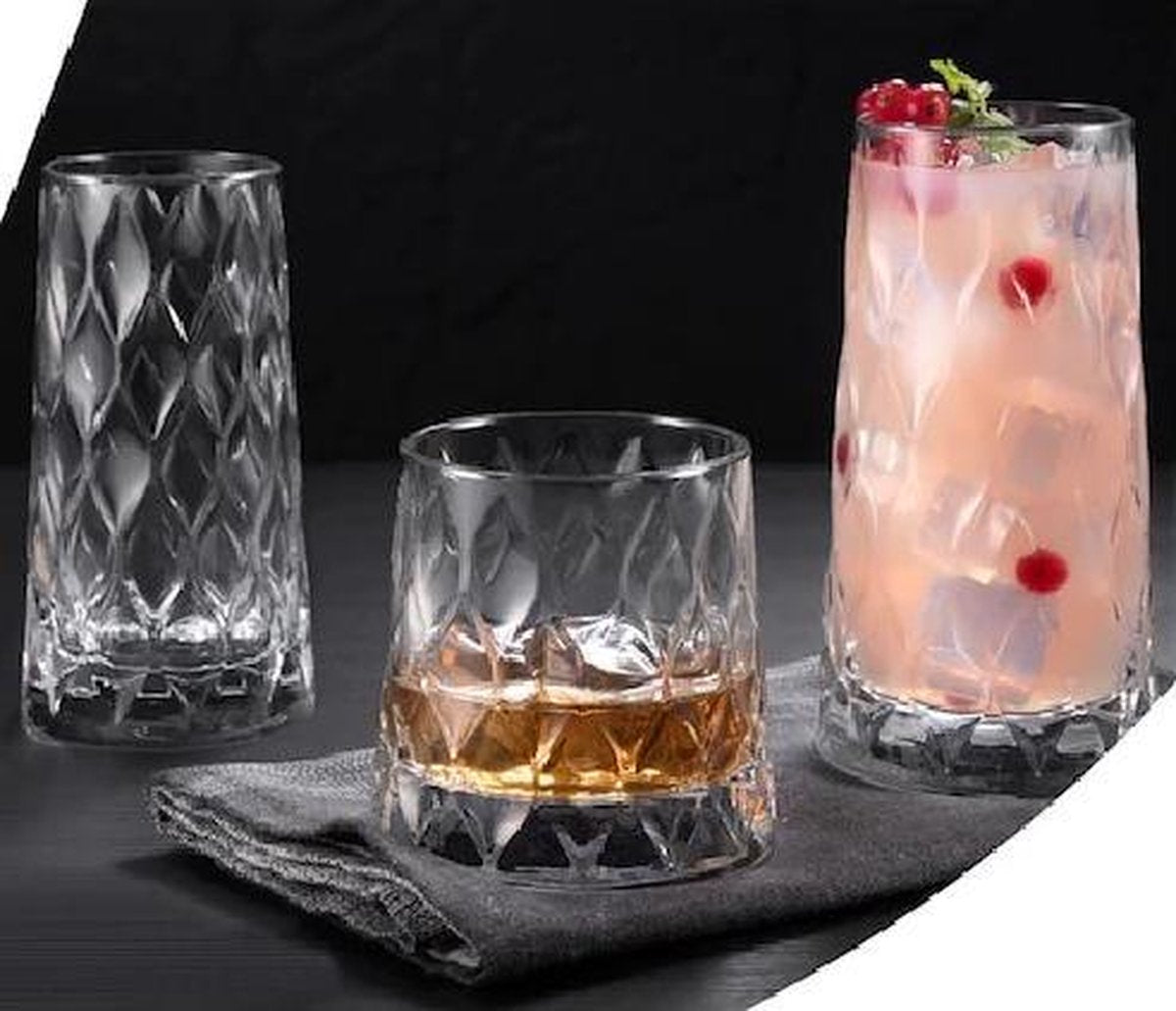 Pasabahce Leafy - Whiskeyglazen - 300 ml - Set van 4