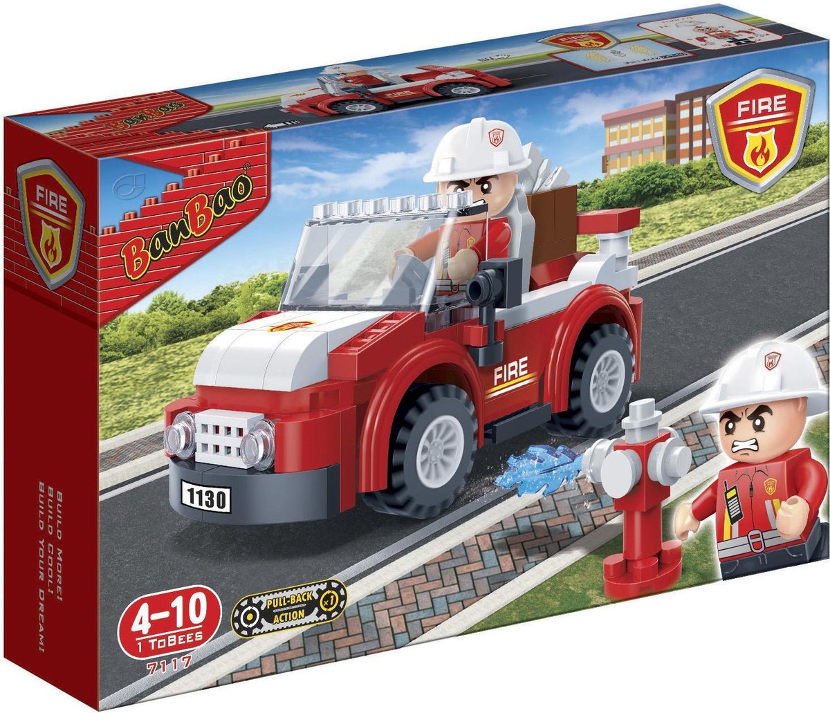 BanBao Brandweer Brandweerman- en  auto - 7117