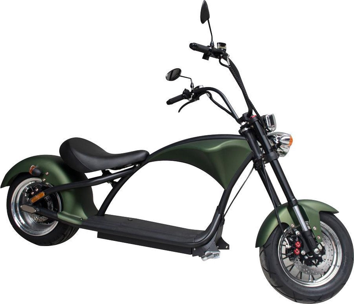 Elephant - Elektrische Chopper - 25km/h - Actieradius 50km - Army Groen