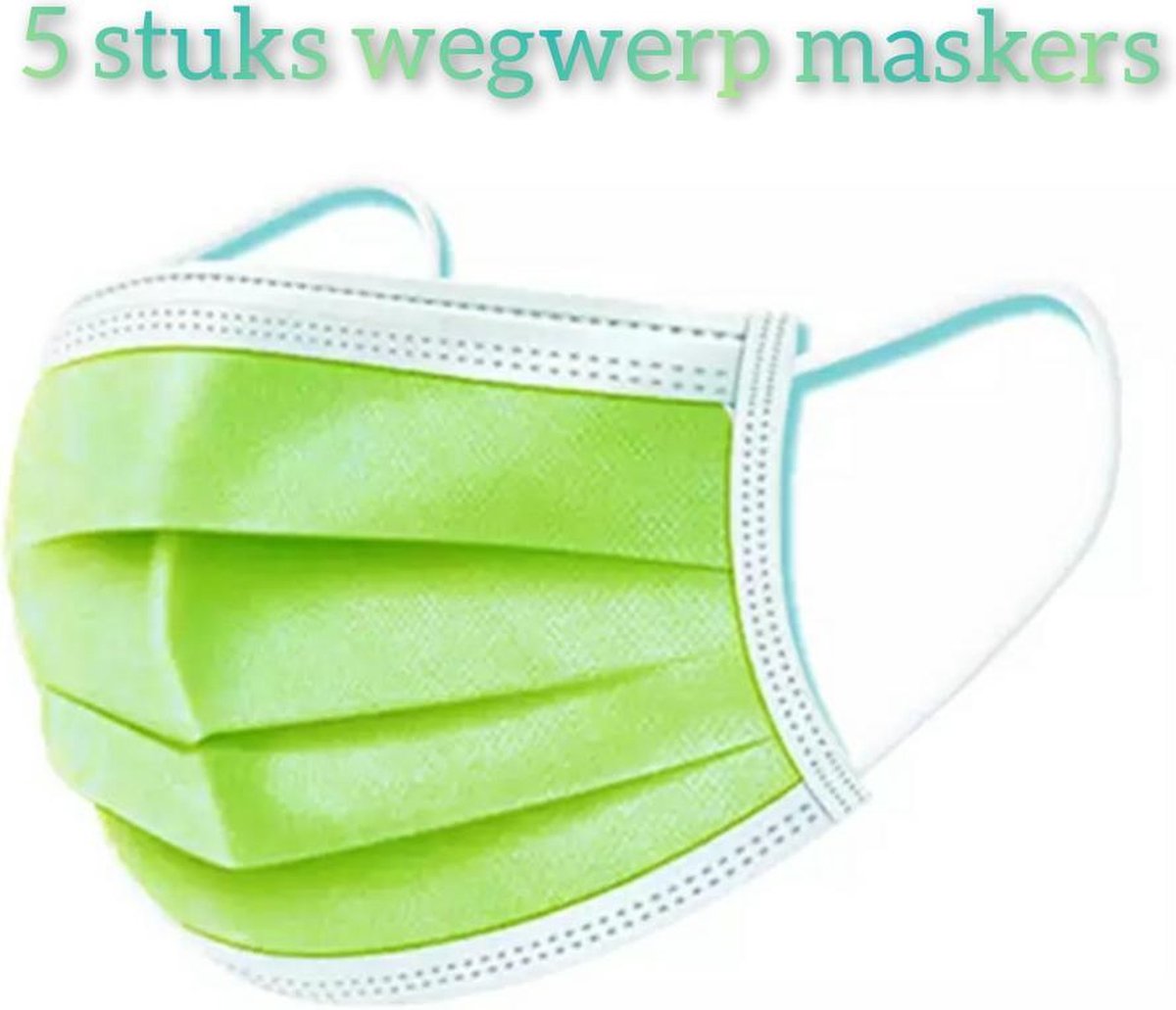 Wegwerp mondkapjes Appelgroen - set van 5 stuks