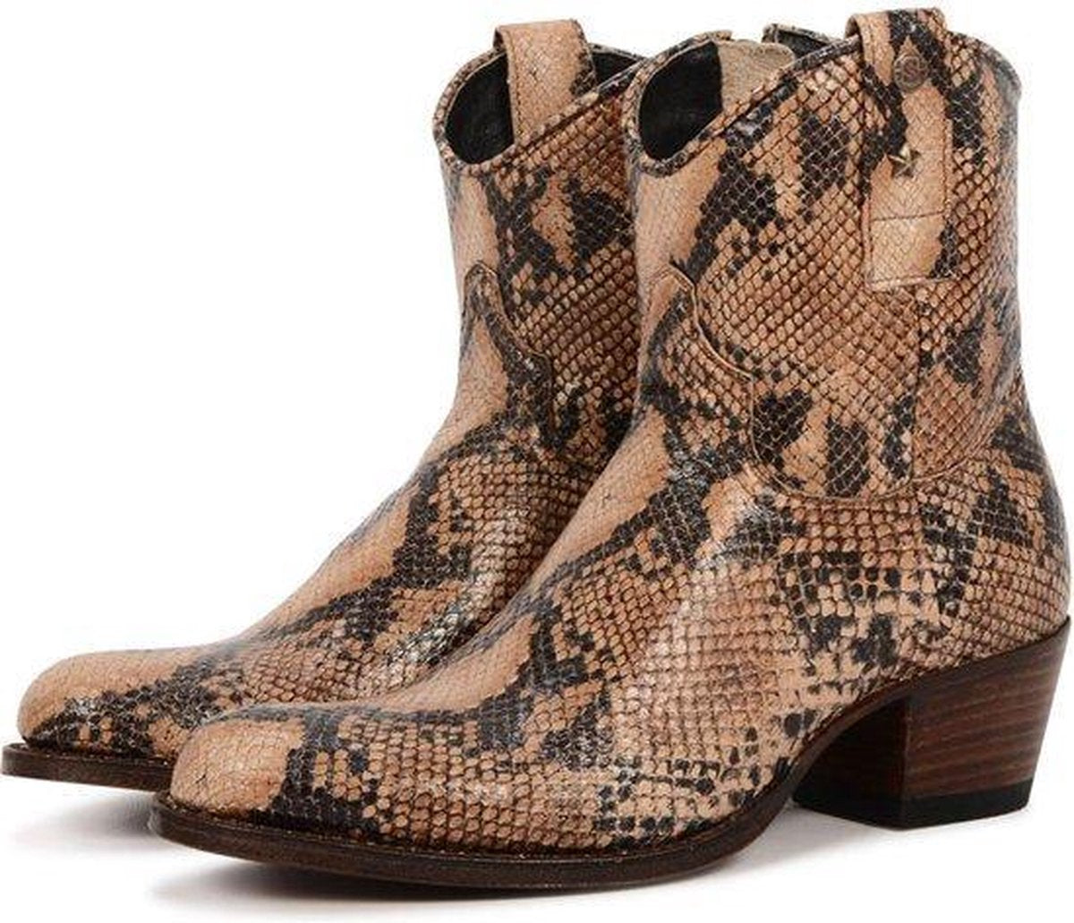 Sendra Slangenprint Bruine Enkellaars - Maat: 38