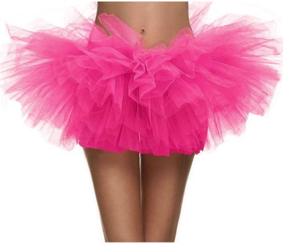 Korte tutu donkerroze tule rokje roze - XS-S-M 140-146-152-158-164 - ballet turnen petticoat rok pride