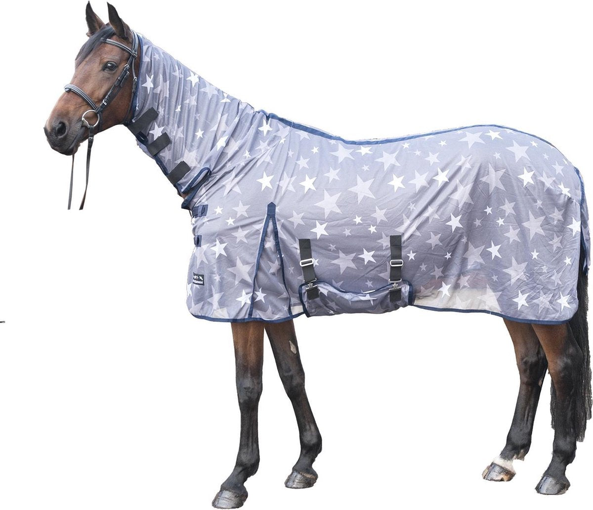 Vliegendeken -Stars- Combo wit/donkerblauw 165