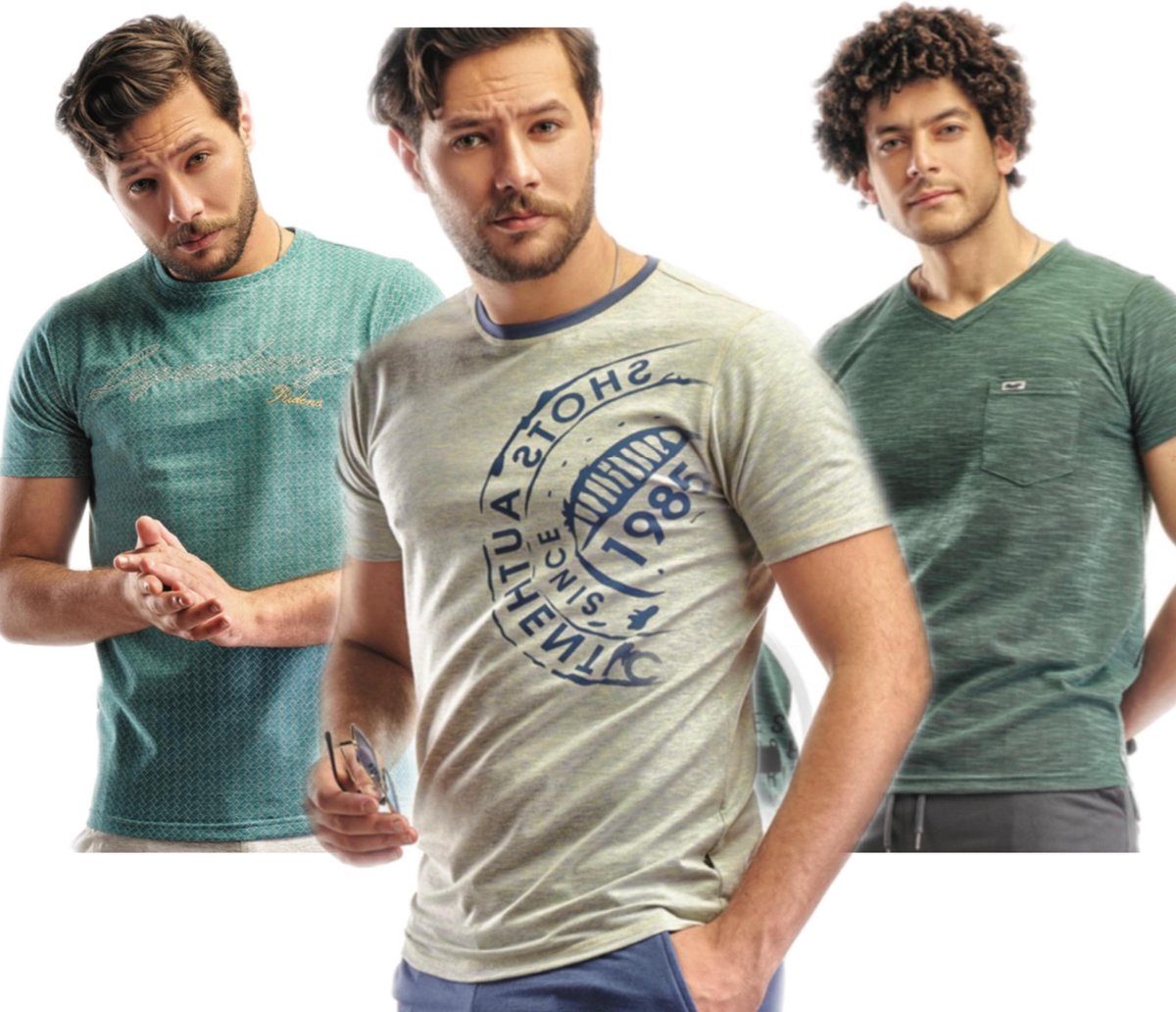 Embrator 3-stuks mannen T-shirt mix3 blauw/groen/aqua maat M