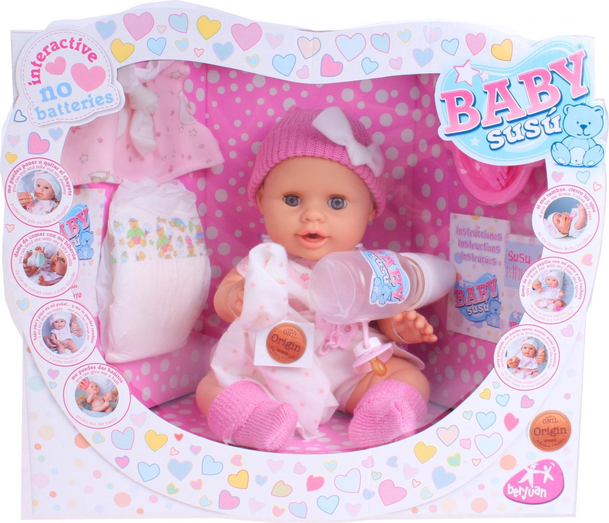 Berjuan Babypop Baby Susu Meisjes 38 Cm Vinyl Donkerroze