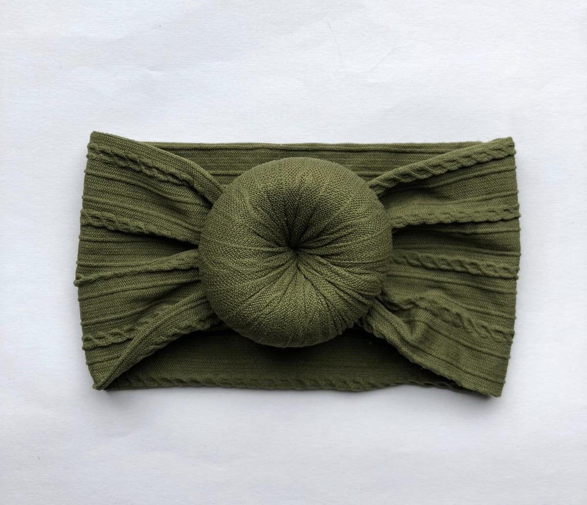 Haarband Legergroen donut meisjes haaraccessoires haarstrik haarknip kraamkado