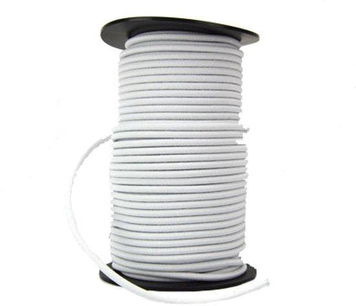 100 meter Elastisch Touw - 10 mm - WIT - elastiek op rol