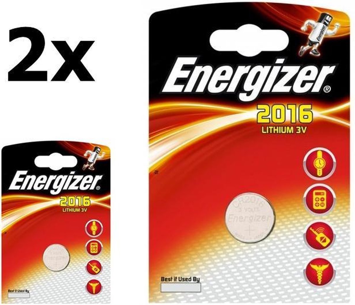 2 Stuks - Energizer CR2016 Professional Electronics 3V 90mAh Lithium knoopcel