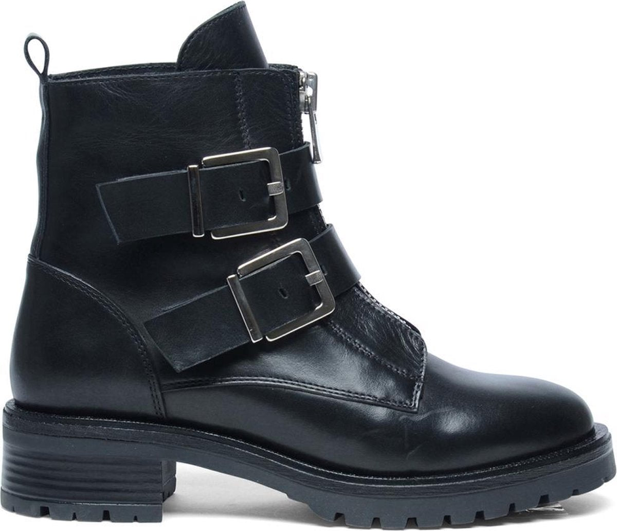 Manfield - Dames - Biker boots met gespen - Maat 37