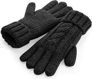 Gebreide melange handschoenen in het zwart voor volwassenen S/M