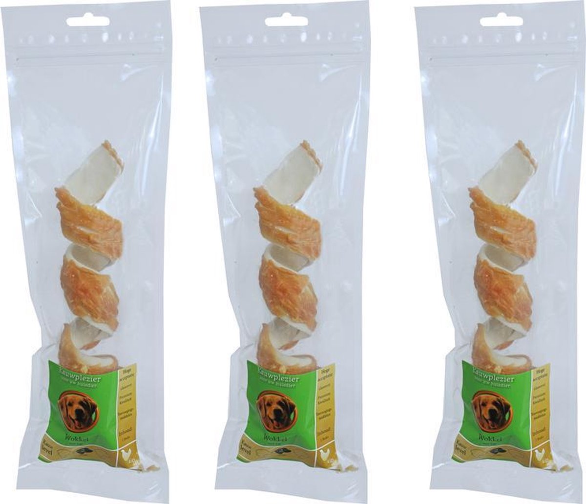 Kauwstaaf wokkel met gedroogde kip 16 cm per 3 stuks