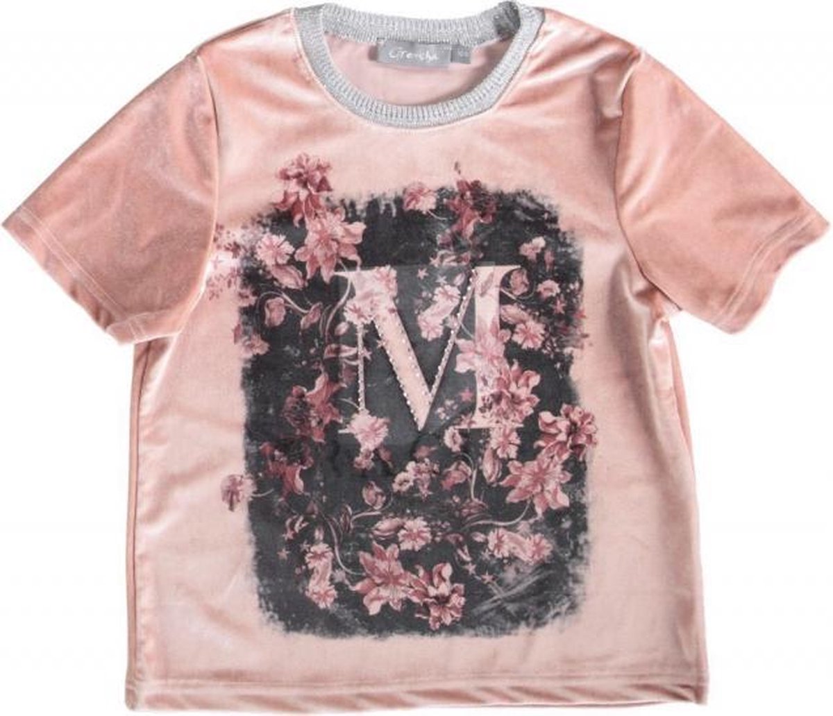 Geisha stevig zacht velours sweat shirt old pink - Maat 140