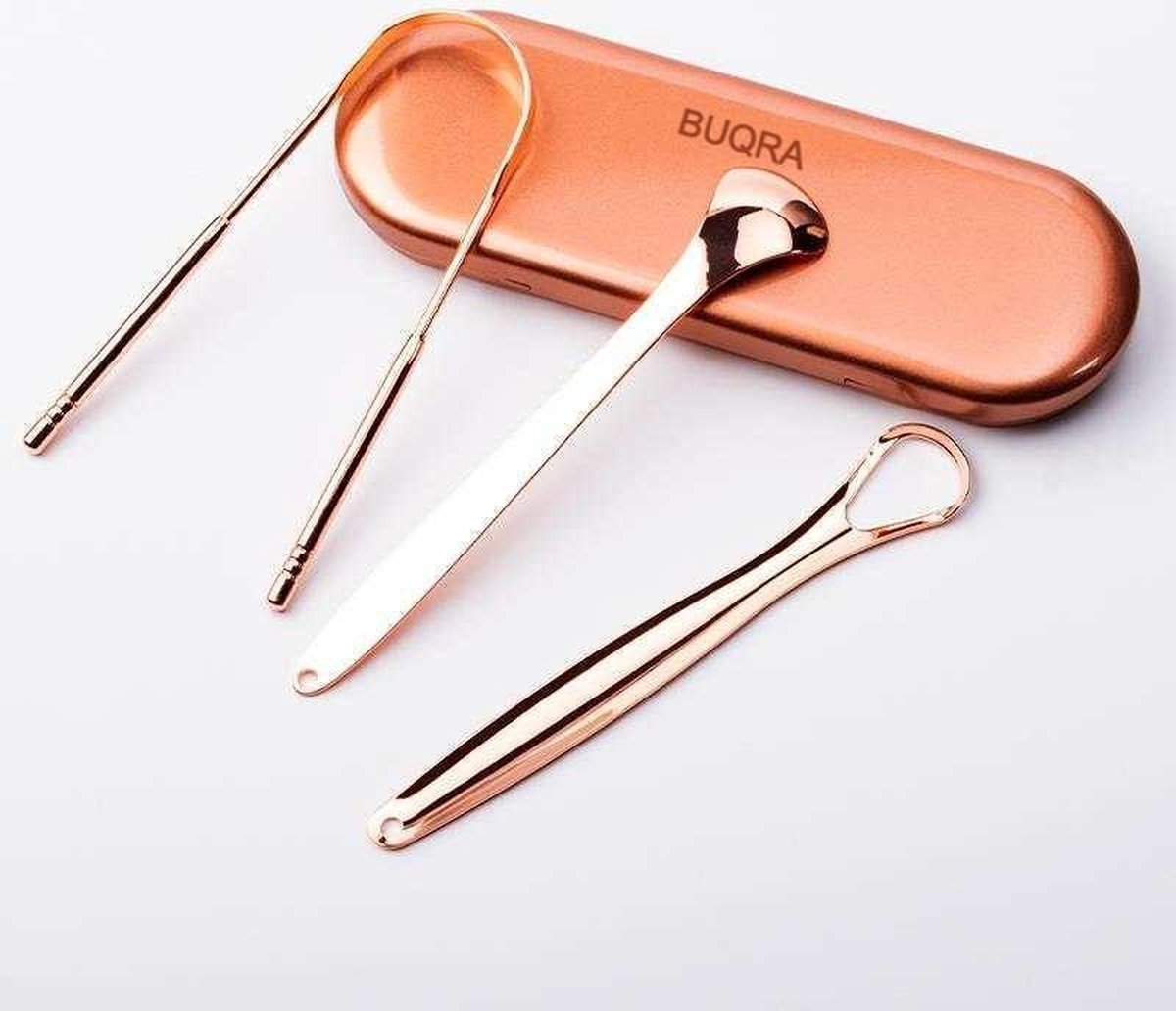 Gouden RVS Tongschraper Set – Tegen Slechte Adem –Tong Reiniger Met Anti Bacteriële Opbergdoos – Mondverzorging – Duurzaam – Herbruikbaar