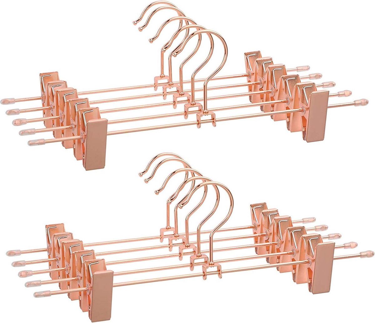 Nancy's Kledinghanger Set van 10 - Antislip clips - Rose Goud Metalen Kledinghangers