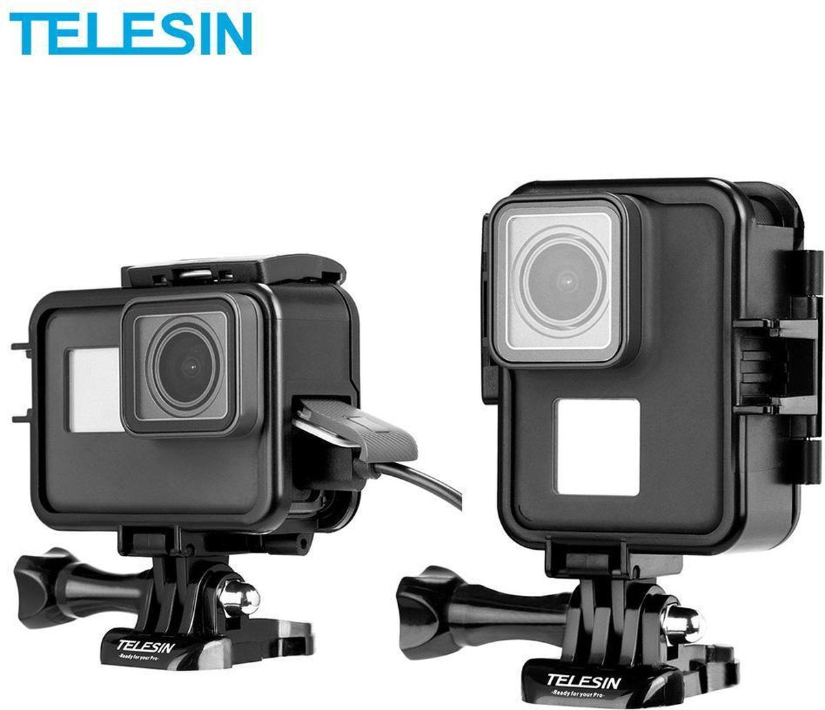 PRO SERIES Vertical/Horizontale Frame Case + Quick Buckle Tripod Mount voor GoPro Hero (2018) / 5 / 6 & 7 BLACK / SILVER / WHITE - Zwart