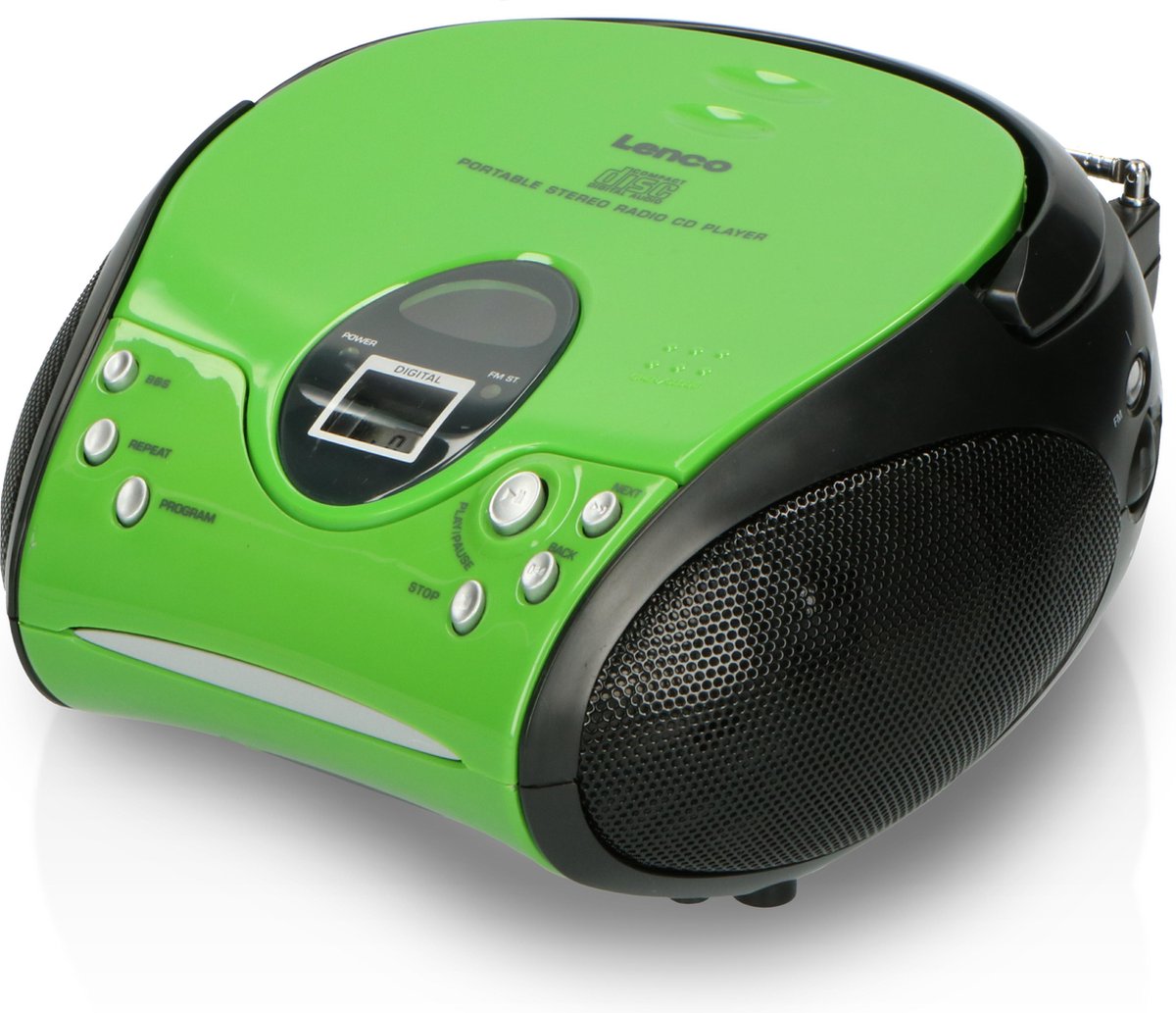 Lenco SCD-24 Green/Black - Draagbare stereo FM radio met CD-speler - Groen/zwart