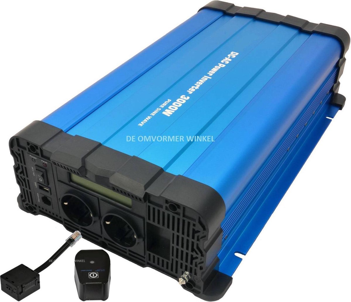 Omvormer 12V naar 230V - 3000W met display en draadloze afstandsbediening