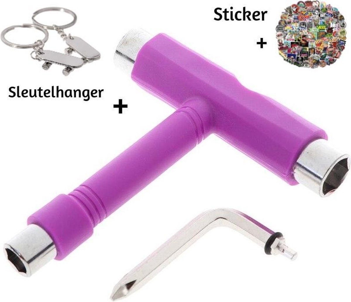 LJP - Skate Tool - Skateboard Tool - skatetool - Paars - T-Tool - Skateboard - Penny Board - Longboard - Skateboard sleutel