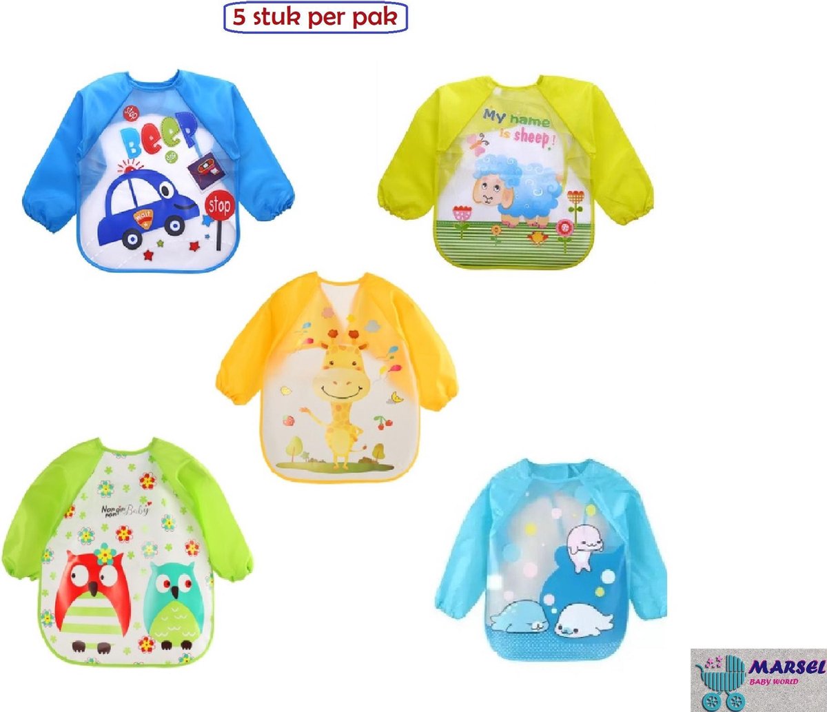MARSEL Baby Slab met Lange Mouwen (5 stuk per pak) /Waterdicht