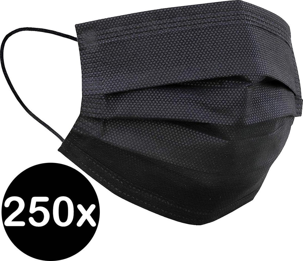 Mondkapje Wegwerp Zwart Mondmasker Mondkapje Wegwerp Mondkapjes Niet Medisch Universeel - 250x