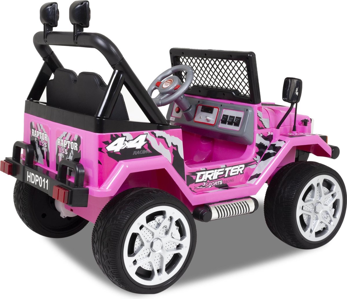 Jeep Elektrische kinderauto - 12 Volt - Accu Auto - Sterke Accu - Afstandbediening - Roze