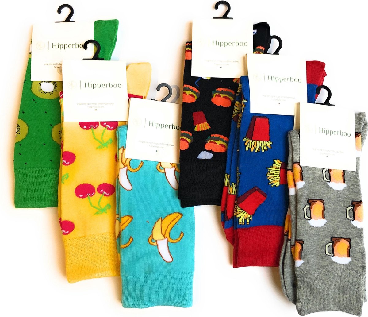 Hipperboo® - 6 paar - One Size (38-44) - Fruit/Food - Casual Sokken