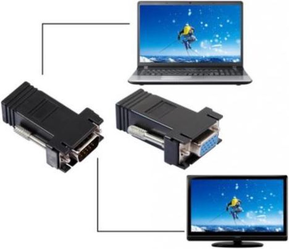 VGA Extender Female-Male naar Lan adapter