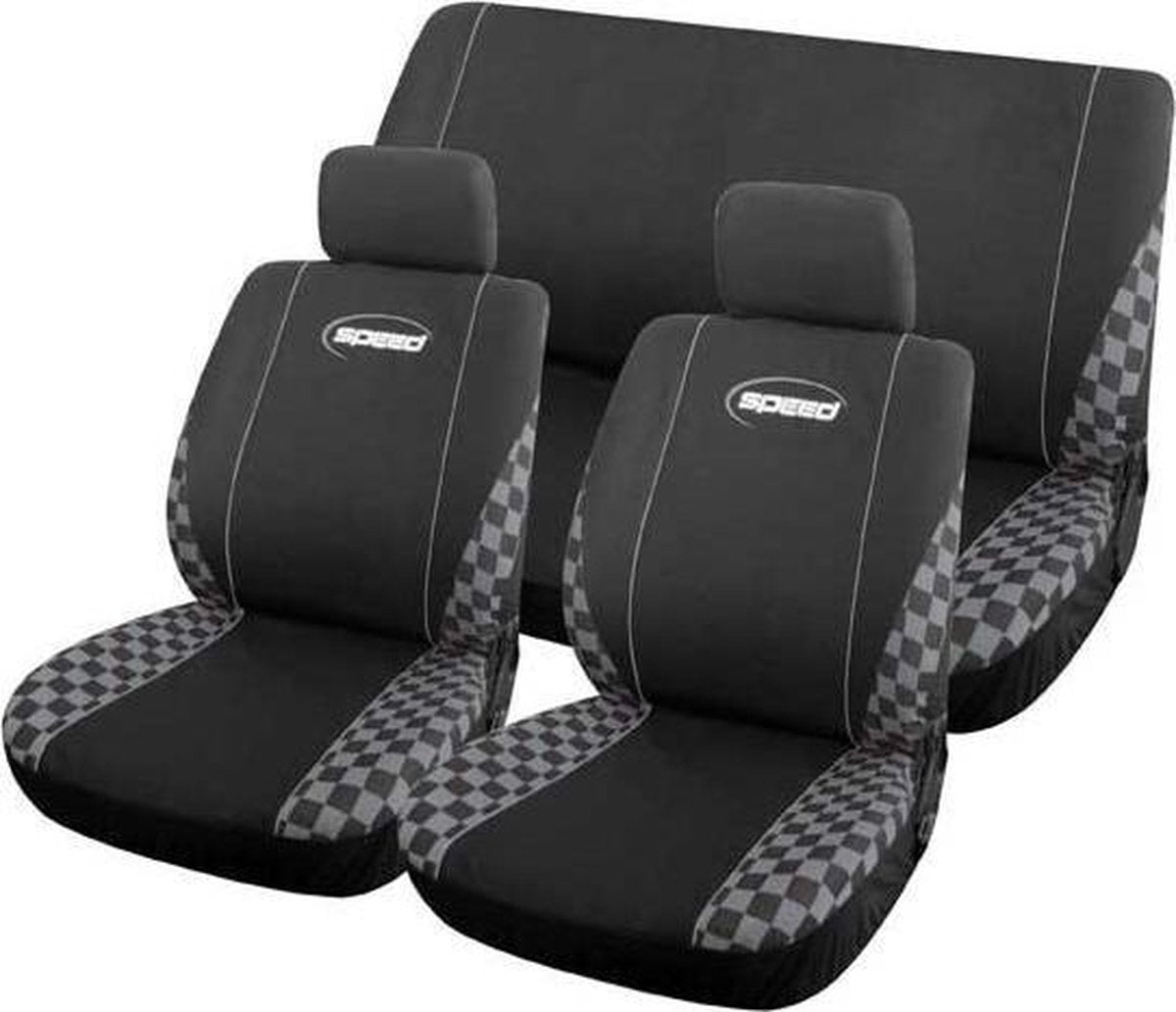 Autostoelhoes set universeel "Speed" compleet zwart/ grijs. GRATIS VERZENDING!