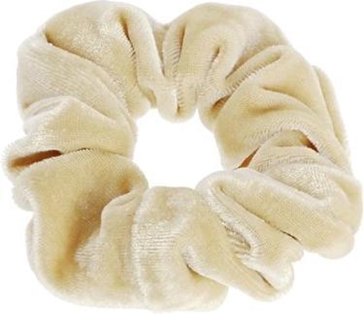 IRSA Scrunchie Velvet Licht Beige - haarwokkel - Haarelastiek - Haaraccessoire (1 stuk)