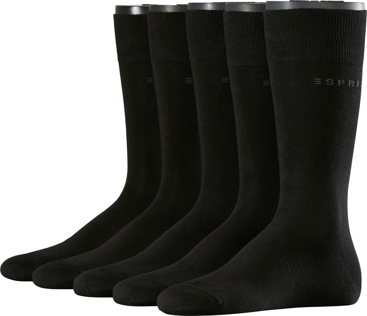 Esprit Uni Heren Sokken - 5 pack - Zwart - Maat 40-46