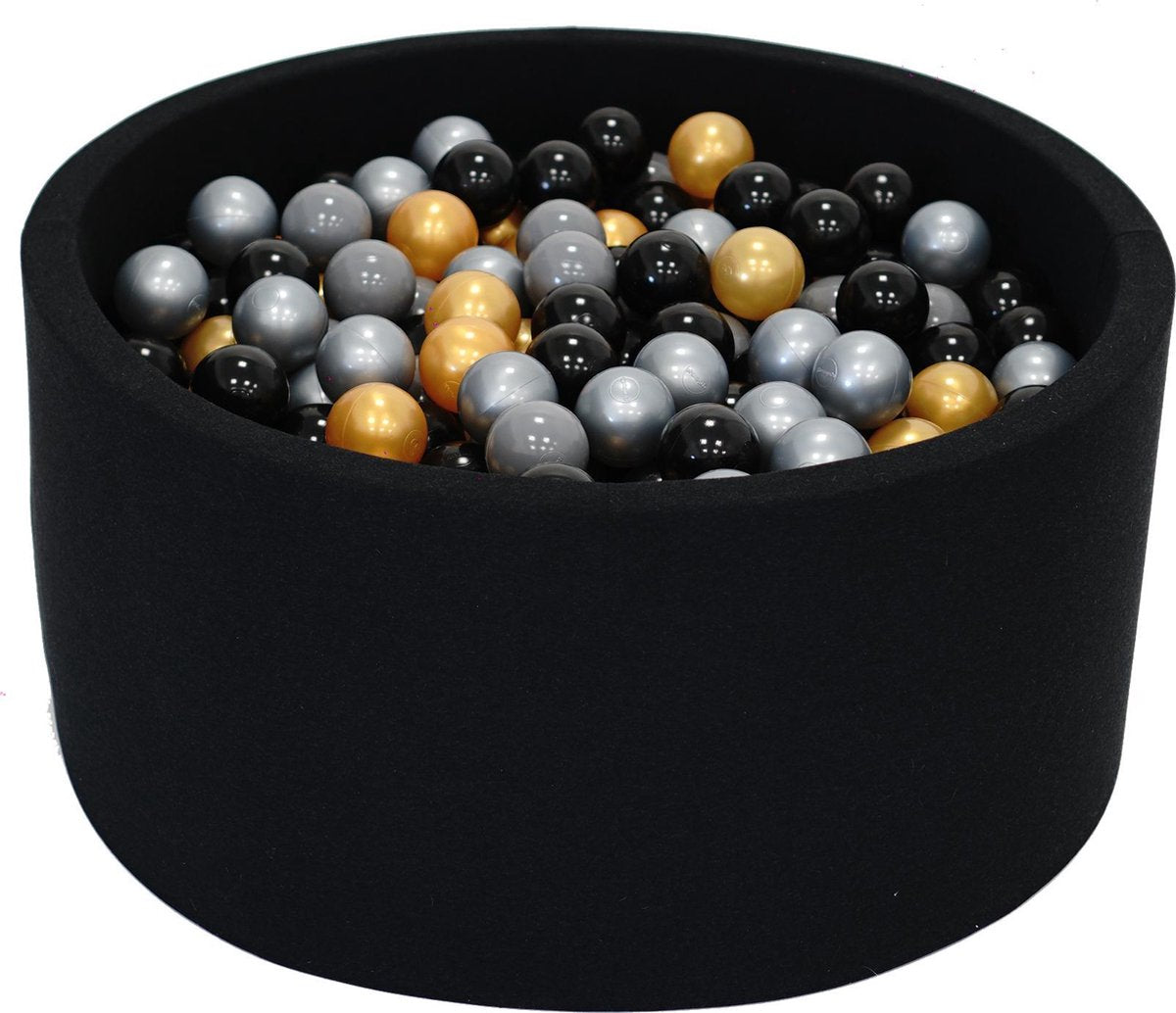 Ballenbak Grijs Zwart 90x40 met 250 ballen Goud