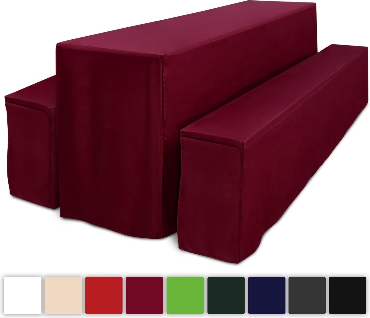 Beautissu Biertischhusse Comfort L 3tlg. Set lang 220x70cm donker rood