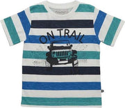 Minymo - jongens T-shirt - streep - wit groen blauw - Maat 152