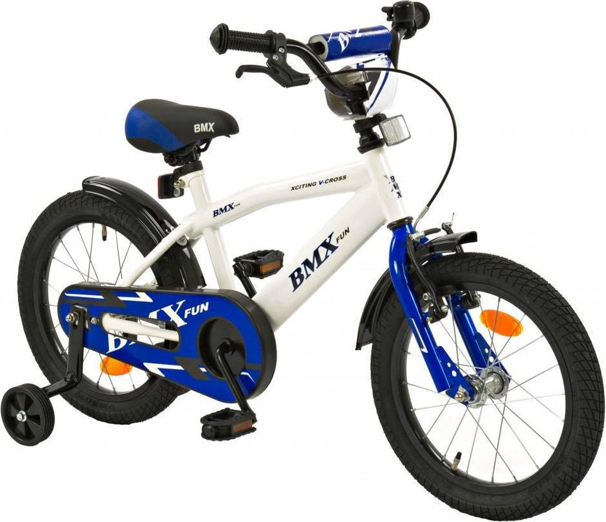2Cycle BMX Kinderfiets - 16 inch - Wit-Blauw - Jongensfiets