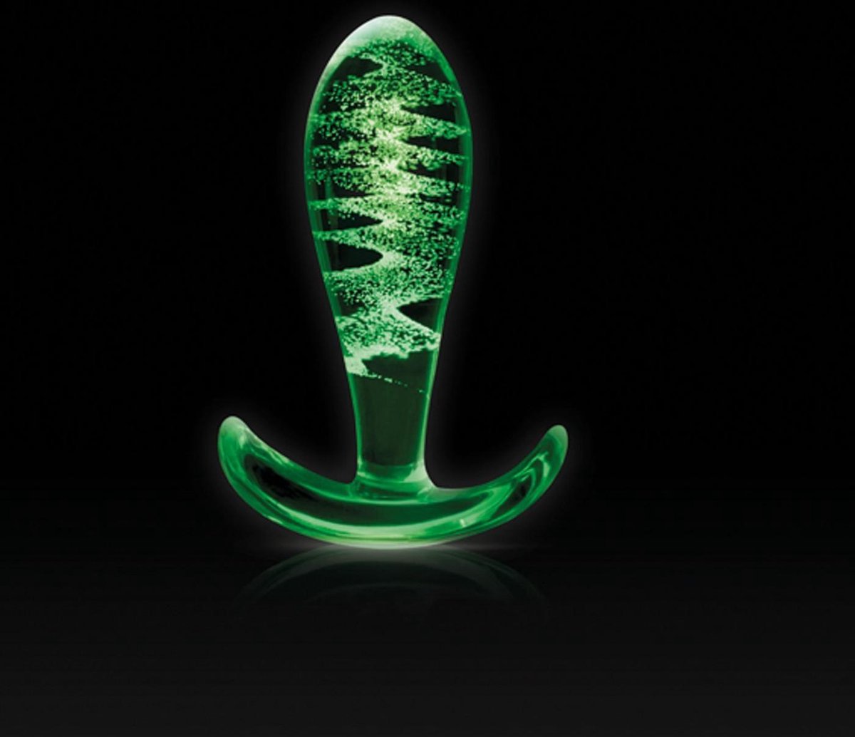 Glazen anaalplug met anker glow-in-the-dark