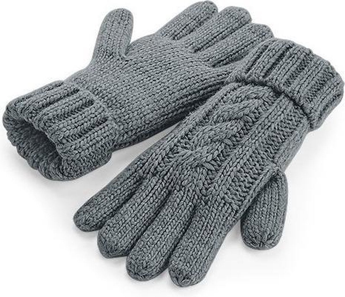 Gebreide melange handschoenen in het grijs voor volwassenen L/XL