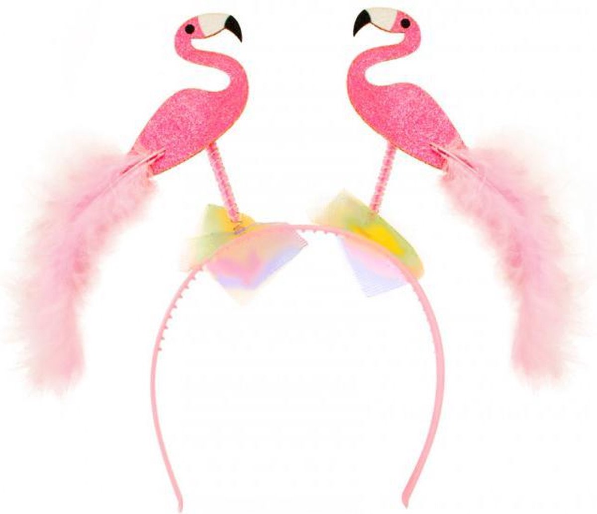 Diadeem flamingo's haarband - licht roze veertjes tiki hawaii party