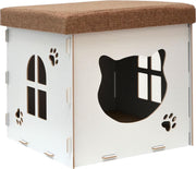 Kattengrot 41x41x41x41cm incl. krabplank Kattenhuis in krukje Zitje Kubus Wit