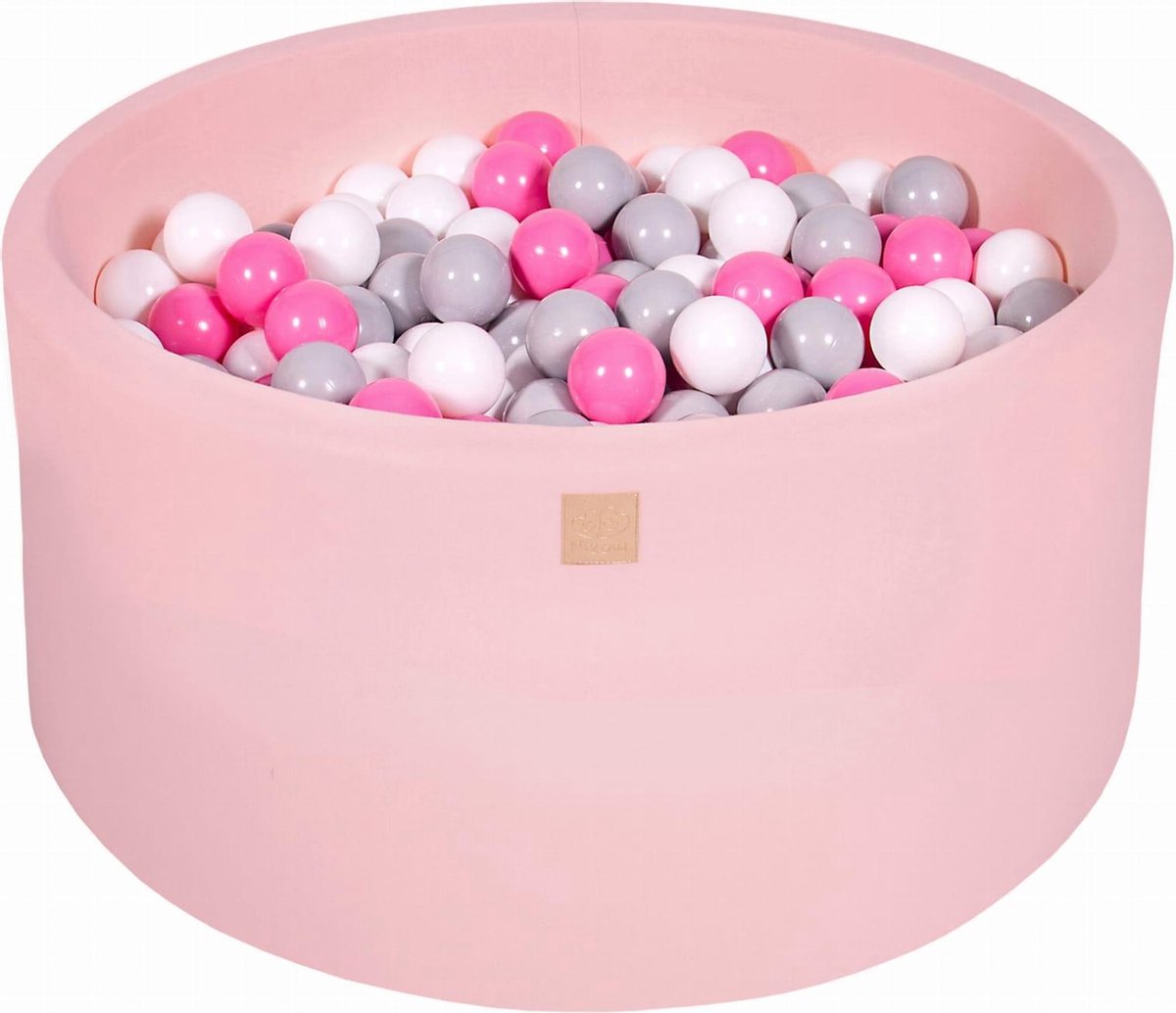 MeowBaby® Ronde Ballenbak set incl 300 ballen 90x40cm - Licht Roze: Grijs
