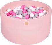 MeowBaby® Ronde Ballenbak set incl 300 ballen 90x40cm - Licht Roze: Grijs