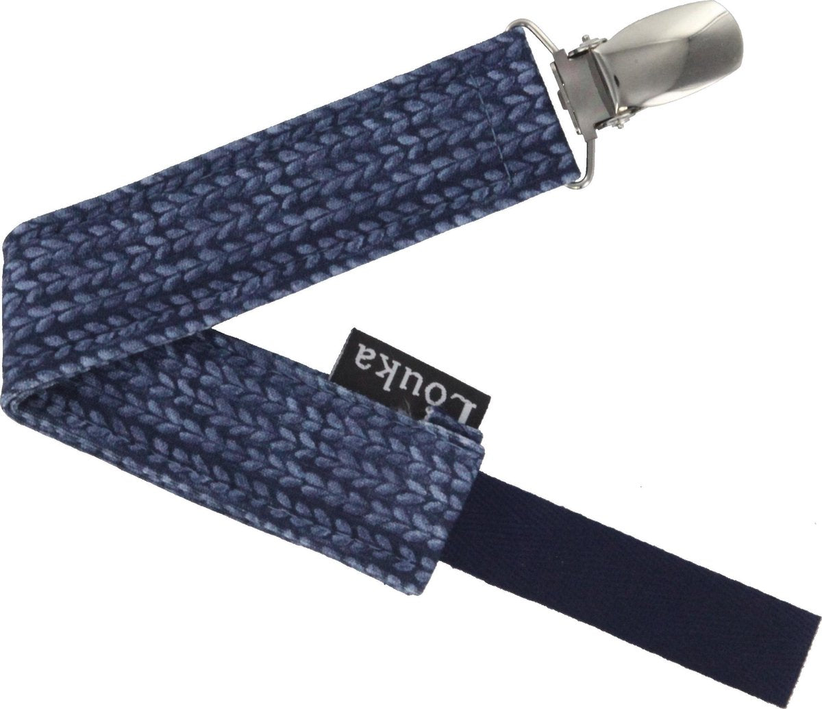 Louka speenkoord gebreid blauw - speenketting - katoen