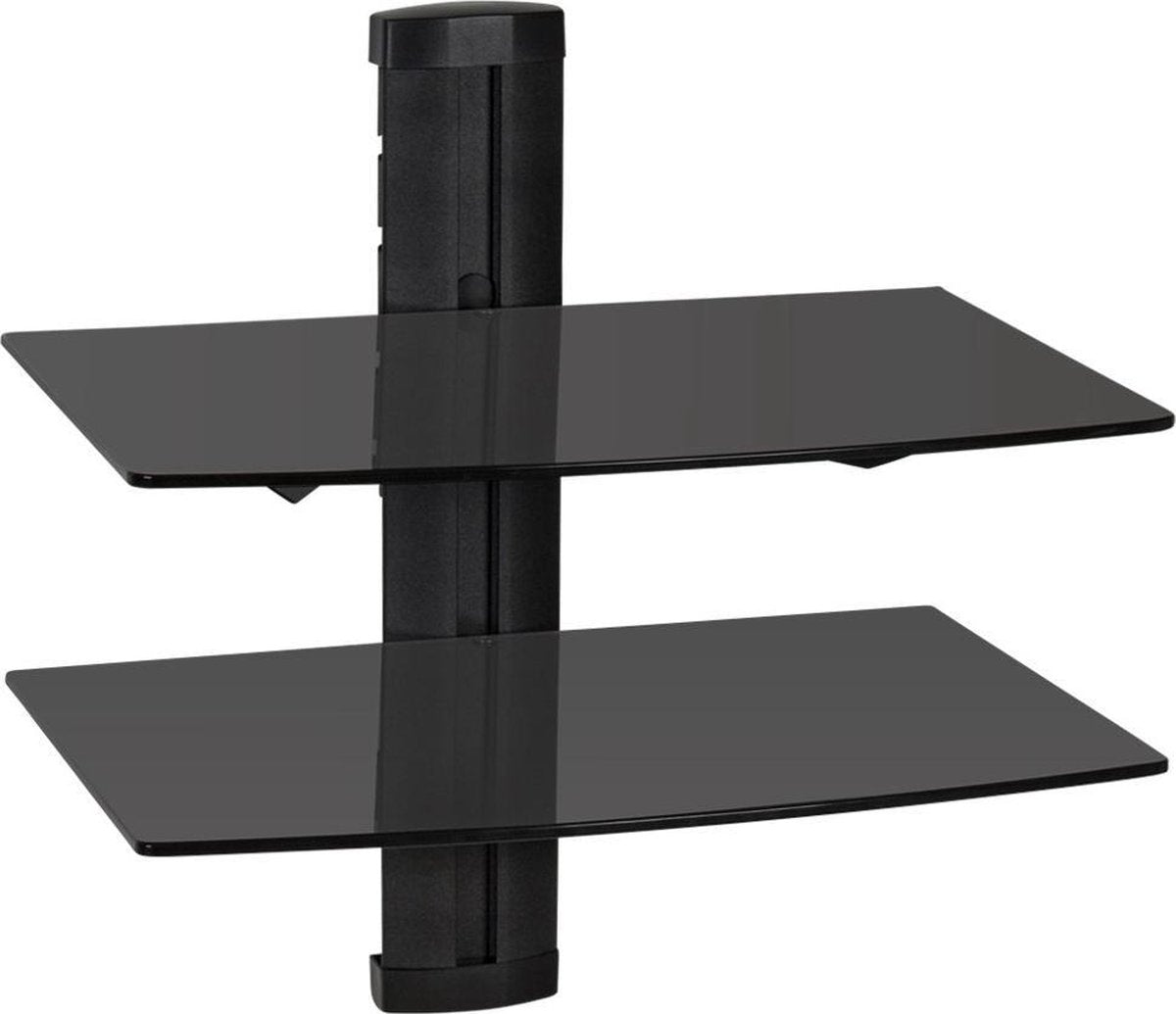 TecTake wandsteun - muurbeugel voor o.a. DVD speler - 2 glasplaten - 401102