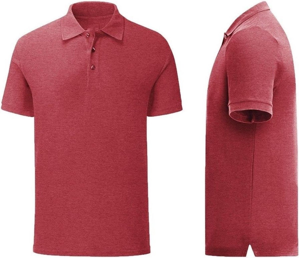 Senvi - Fit Polo - Getailleerd - Maat M - Kleur Rood Melee - (Zacht aanvoelend)