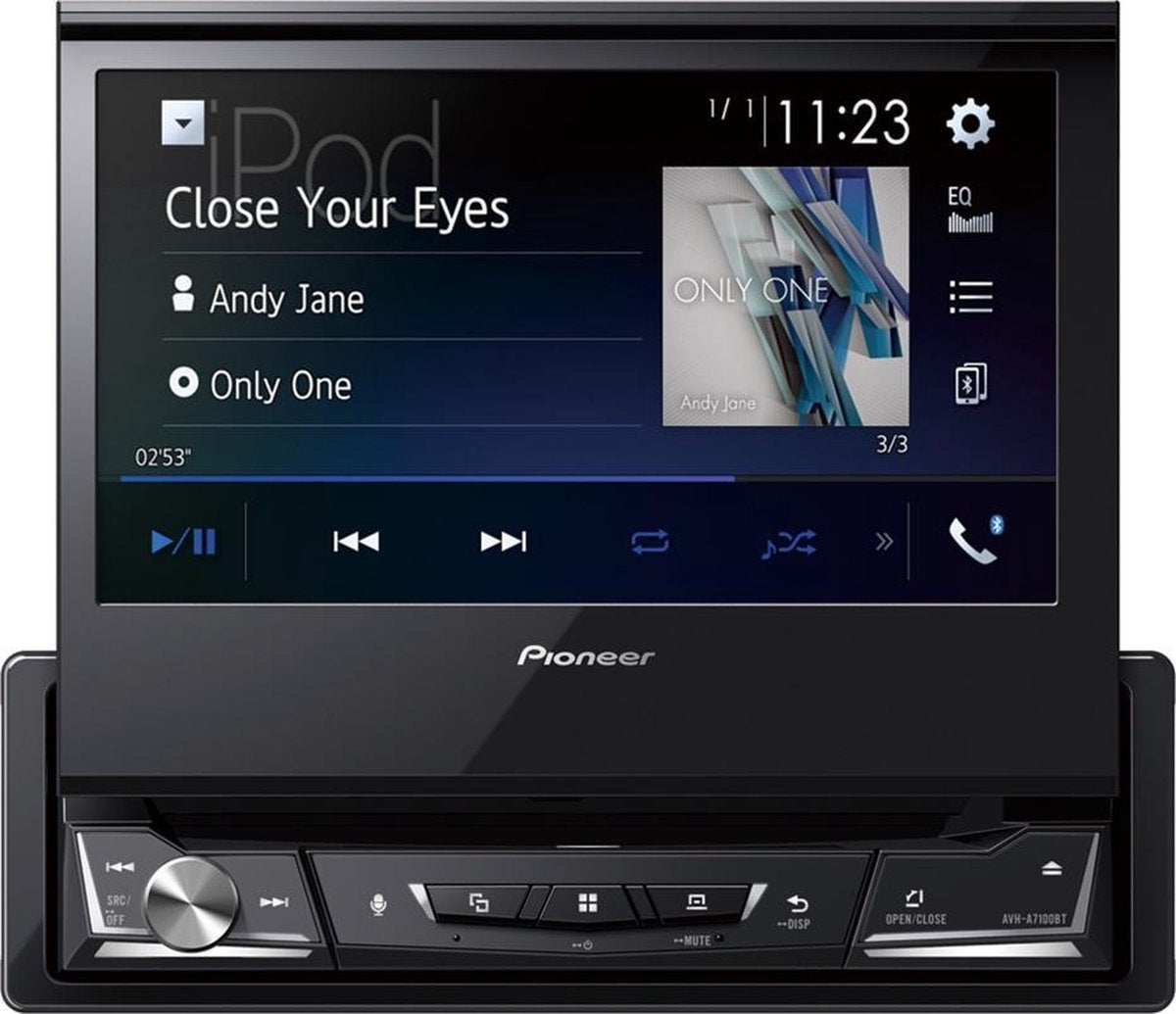 Pioneer AVH-A7100BT  Autoradio Enkel din USB-Bluetooth - 4 x 50 W