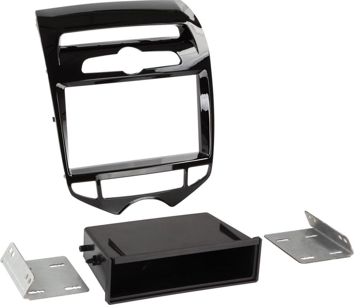 2-DIN Paneel Hyundai iX 20 met pocket en automatic climate control 2010-2017 Kleur: piano Zwart