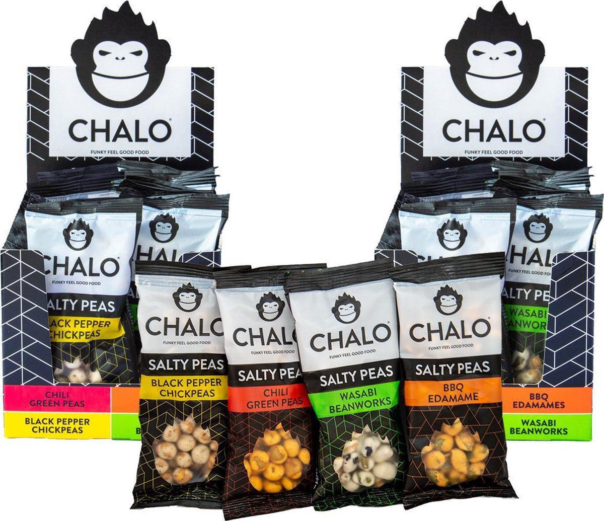 CHALO Zoute snack Mix Salty Peas - 2 x 12 zakjes
